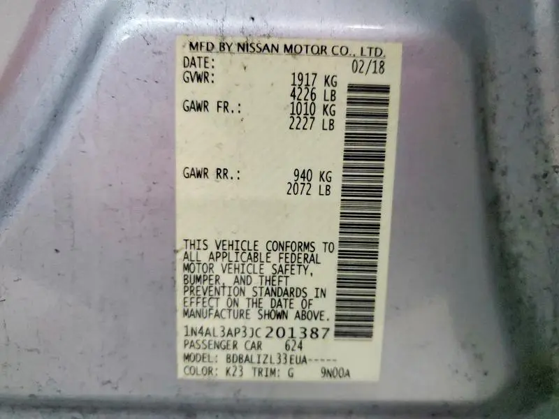 2018 NISSAN ALTIMA 2.5 SV  