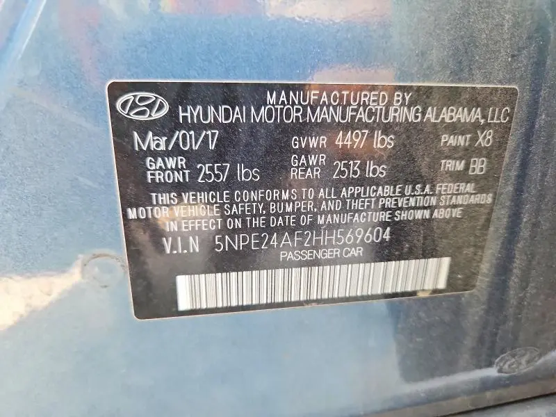 2017 HYUNDAI SONATA SE  