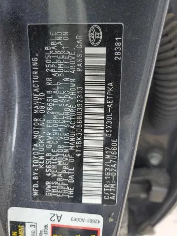 2011 TOYOTA AVALON BASE  