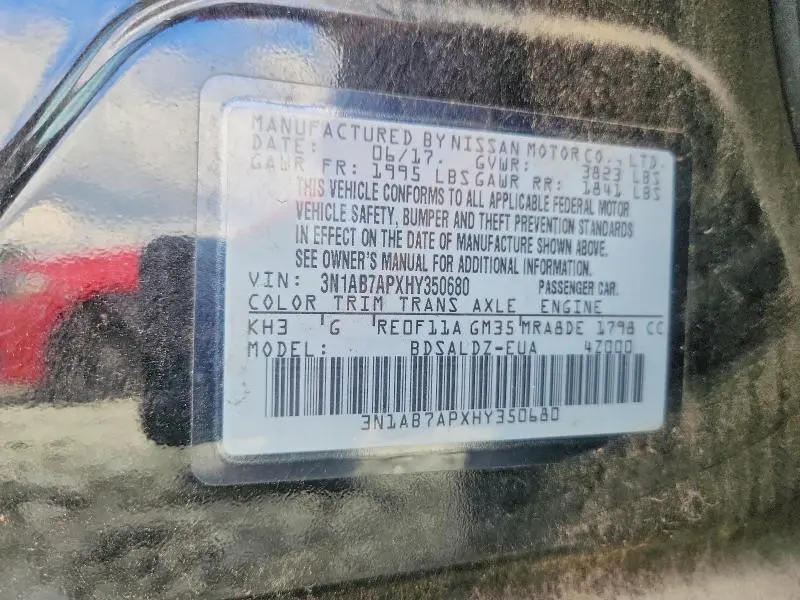 2017 NISSAN SENTRA SV  
