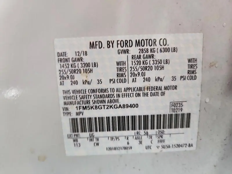 2019 FORD EXPLORER SPORT  
