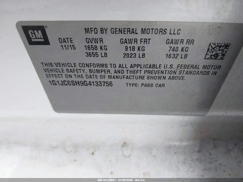 2016 CHEVROLET SONIC LT AUTO