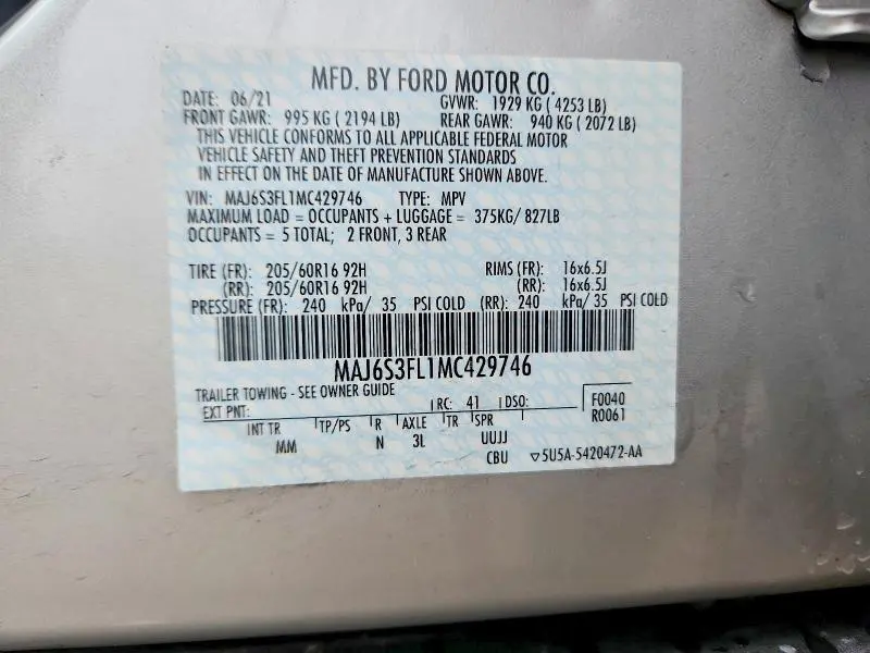 2021 FORD ECOSPORT S  