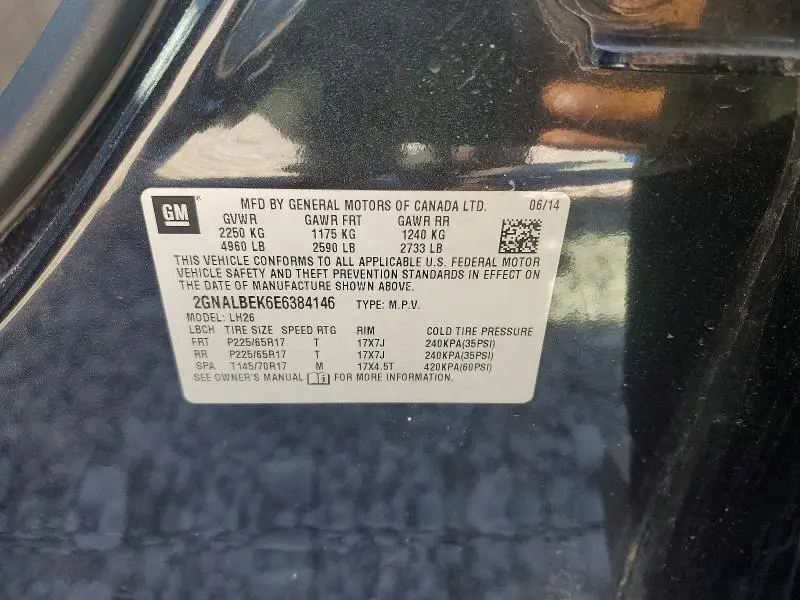 2014 CHEVROLET EQUINOX LT  