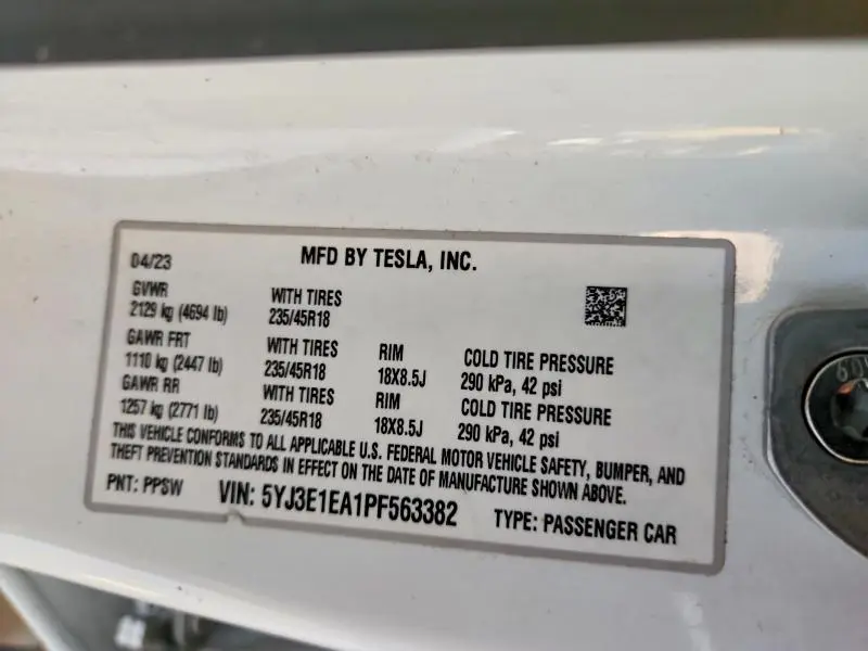 2023 TESLA MODEL 3   