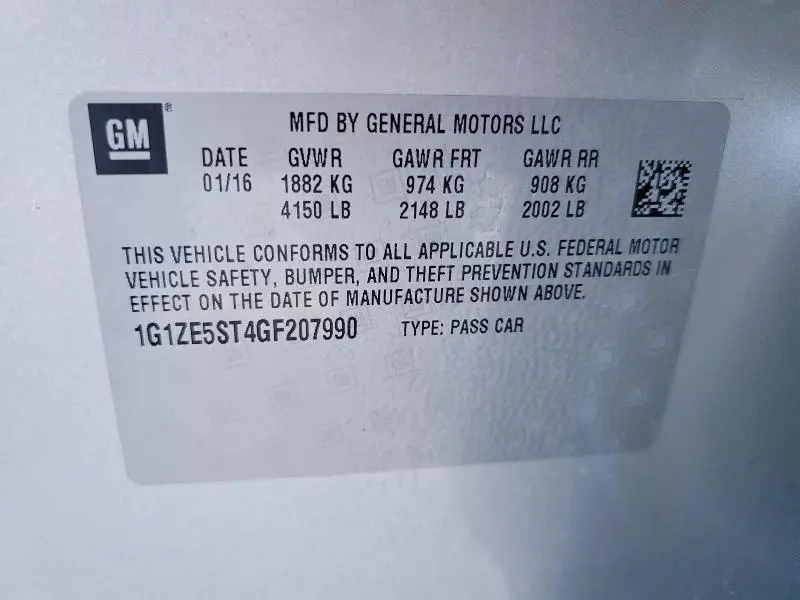 2016 CHEVROLET MALIBU LT  