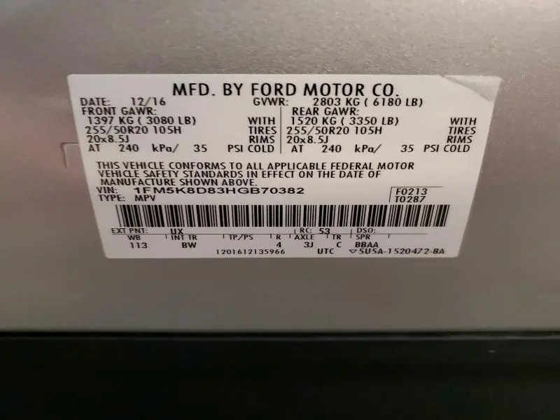 2017 FORD EXPLORER XLT  