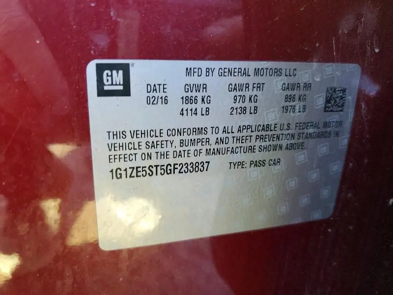 2016 CHEVROLET MALIBU LT  