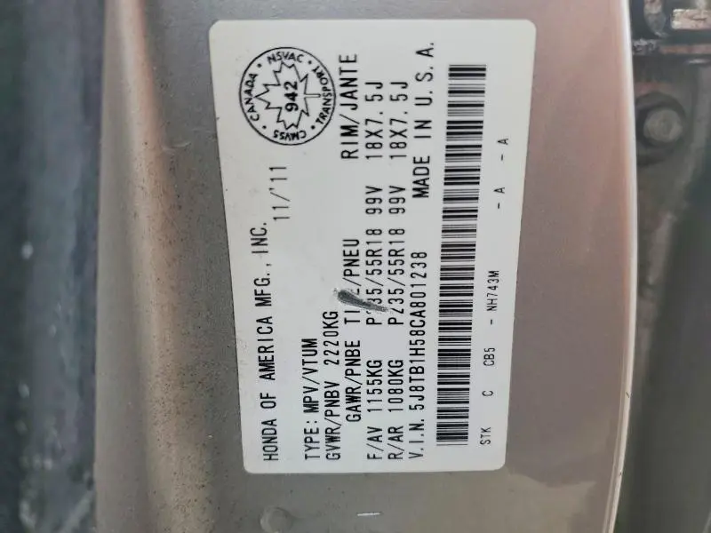 2012 ACURA RDX TECHNOLOGY  