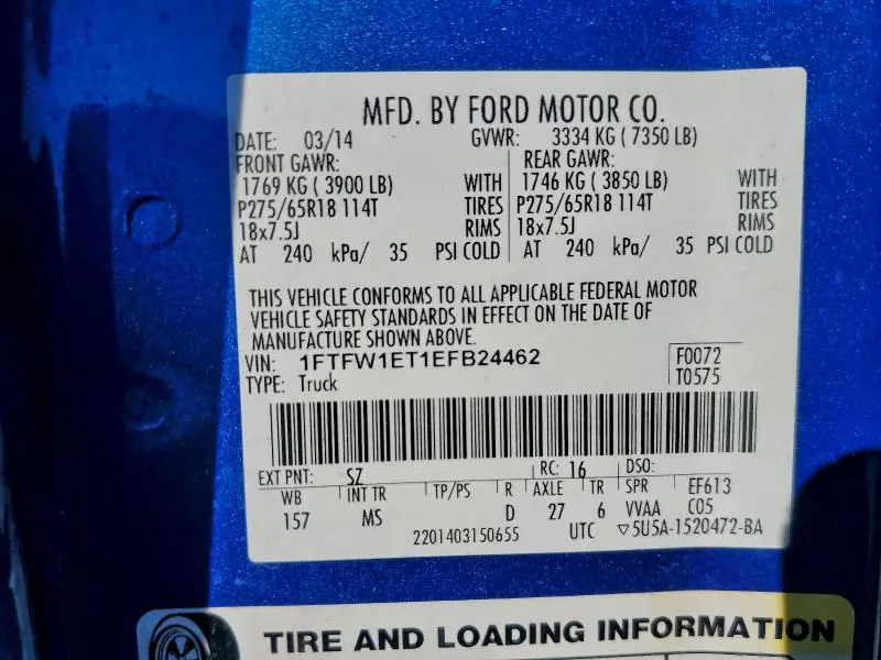 2014 FORD F150 SUPERCREW  