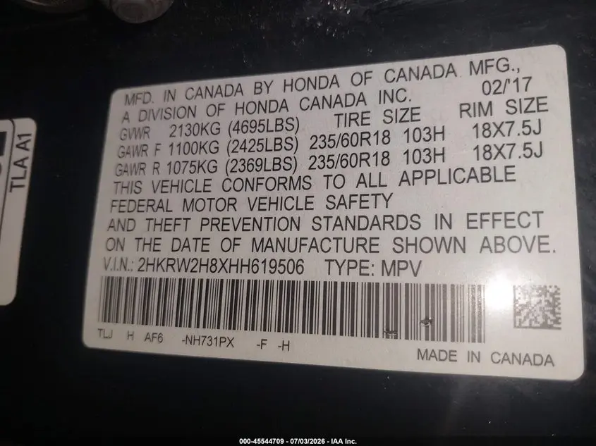 2017 HONDA CR-V EX-L/EX-L NAVI