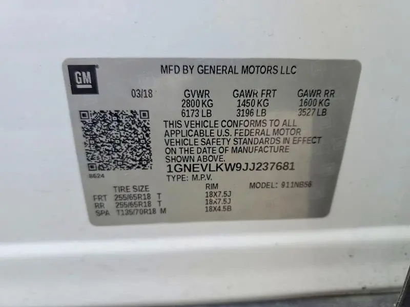 2018 CHEVROLET TRAVERSE LS  