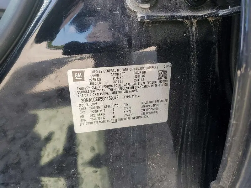 2016 CHEVROLET EQUINOX LT  