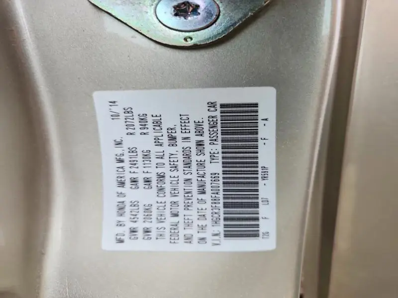 2015 HONDA ACCORD EXL  