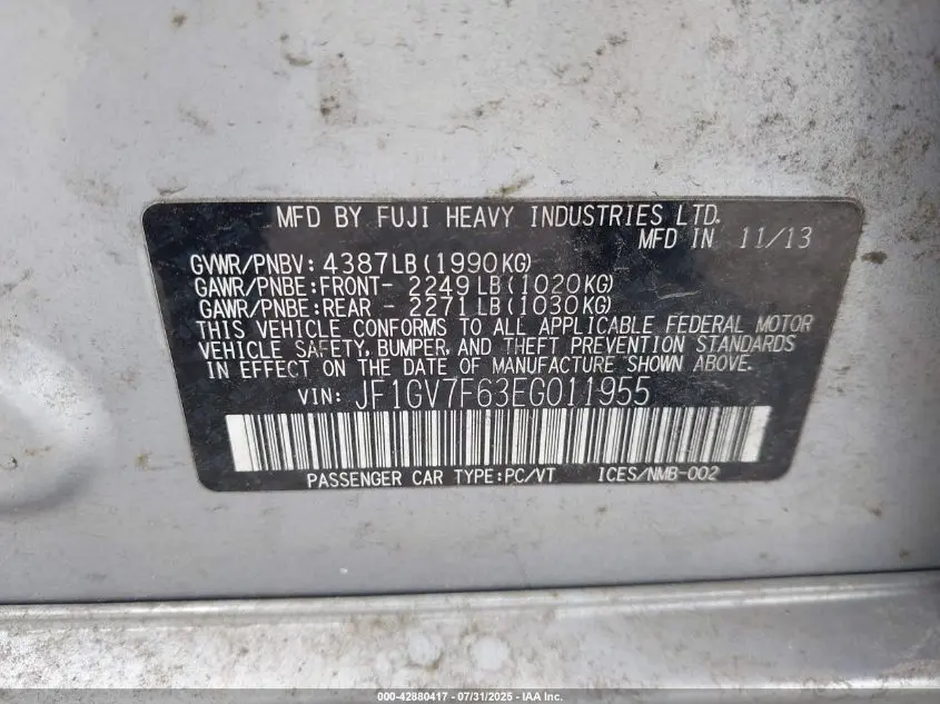 2014 SUBARU IMPREZA WRX LIMITED