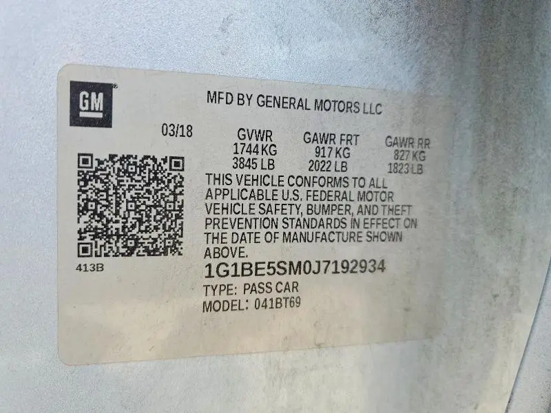 2018 CHEVROLET CRUZE LT  