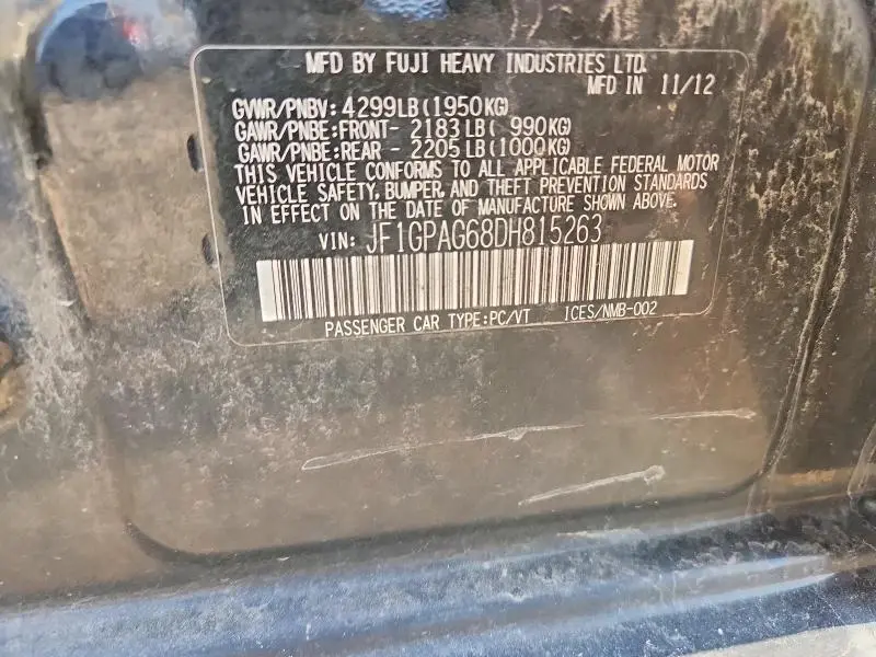 2013 SUBARU IMPREZA LIMITED  