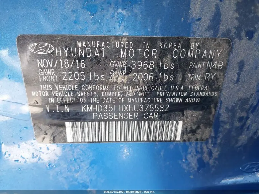 2017 HYUNDAI ELANTRA GT  