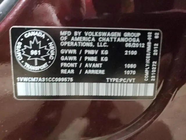 2012 VOLKSWAGEN PASSAT SEL  