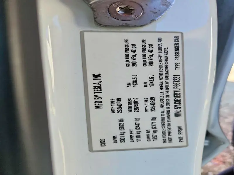 2020 TESLA MODEL 3   