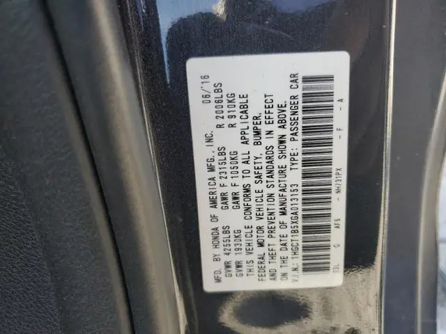 2016 HONDA ACCORD EX  
