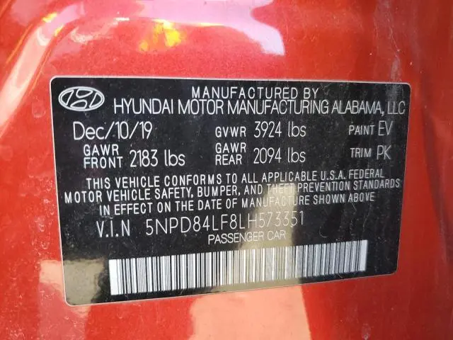 2020 HYUNDAI ELANTRA SEL  