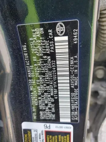 2016 TOYOTA CAMRY LE  