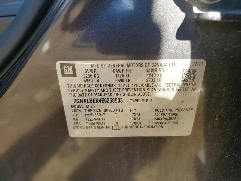 2014 CHEVROLET EQUINOX LT  