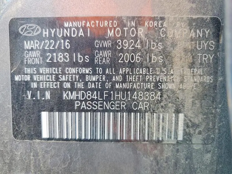 2017 HYUNDAI ELANTRA LIMITED  