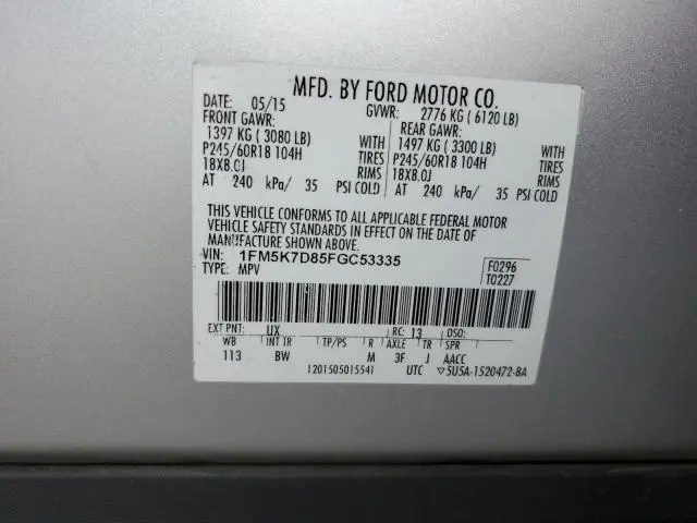 2015 FORD EXPLORER XLT  