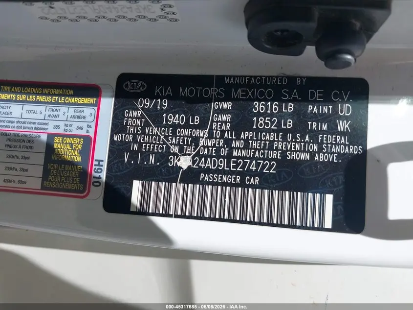2020 KIA RIO S