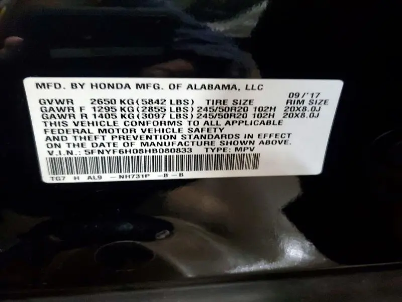 2017 HONDA PILOT ELITE  