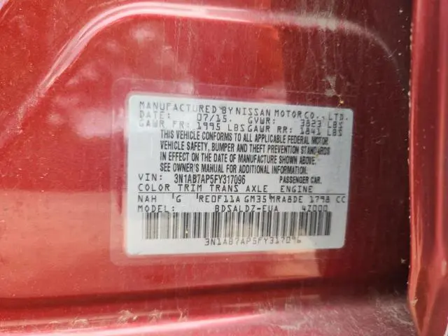 2015 NISSAN SENTRA S  
