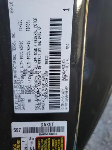 2017 TOYOTA TUNDRA CREWMAX LIMITED  
