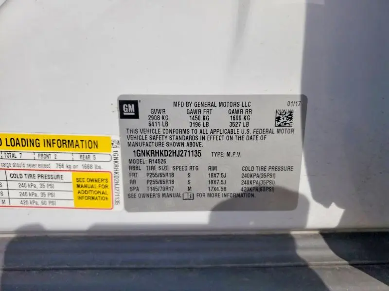 2017 CHEVROLET TRAVERSE LT  