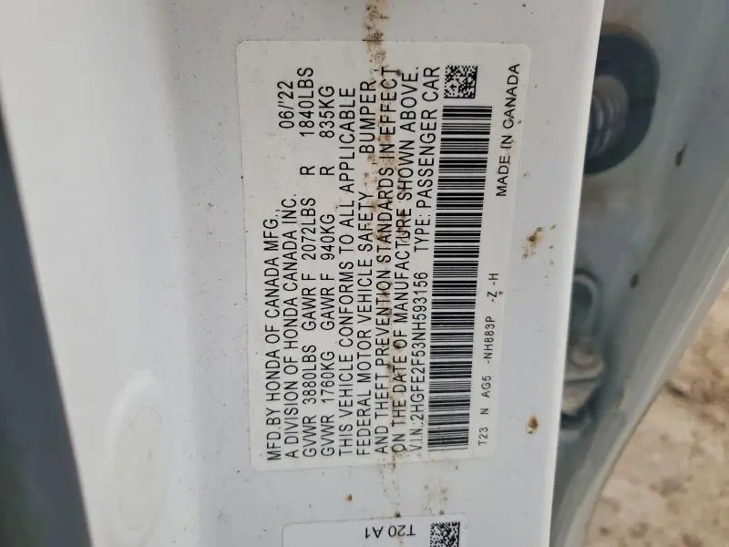 2022 HONDA CIVIC SPORT  