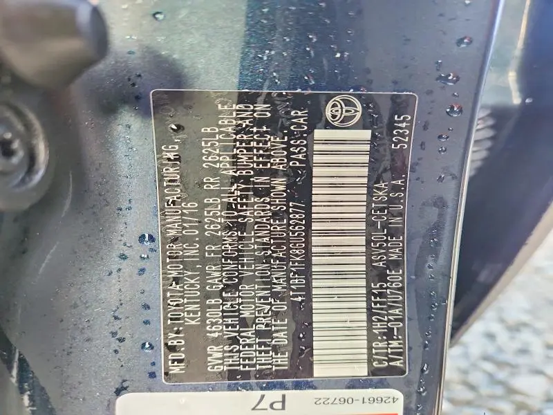 2016 TOYOTA CAMRY SE  
