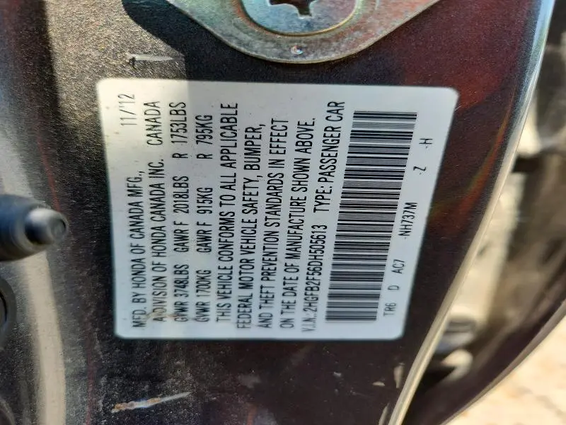 2013 HONDA CIVIC LX  