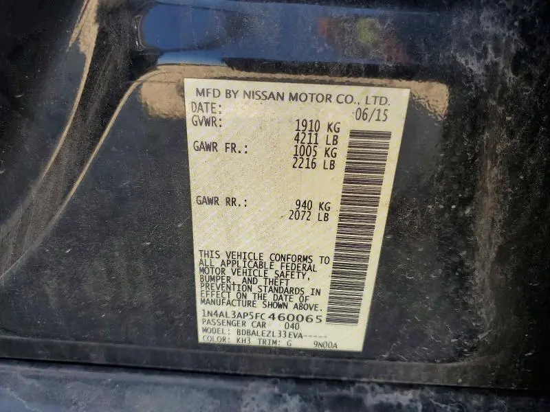 2015 NISSAN ALTIMA 2.5 S  