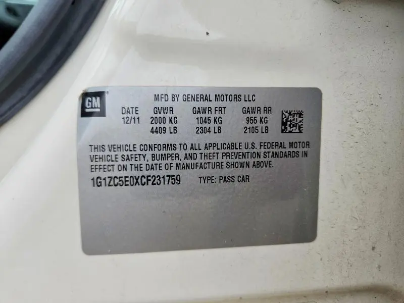 2012 CHEVROLET MALIBU 1LT  