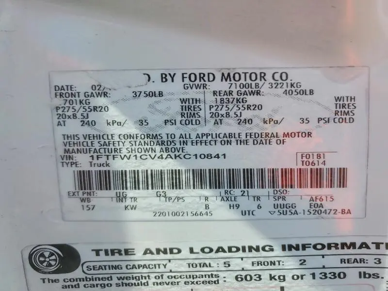 2010 FORD F150 SUPERCREW  