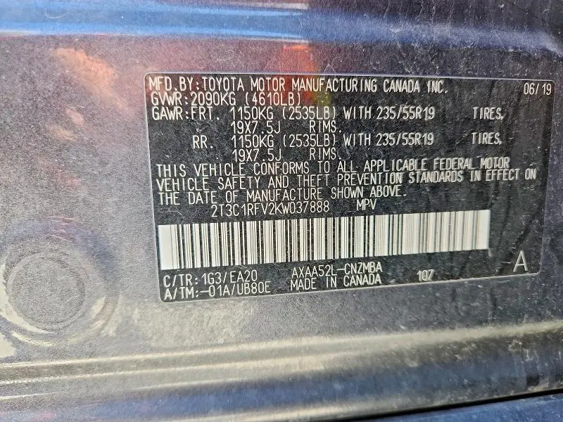 2019 TOYOTA RAV4 XLE PREMIUM  