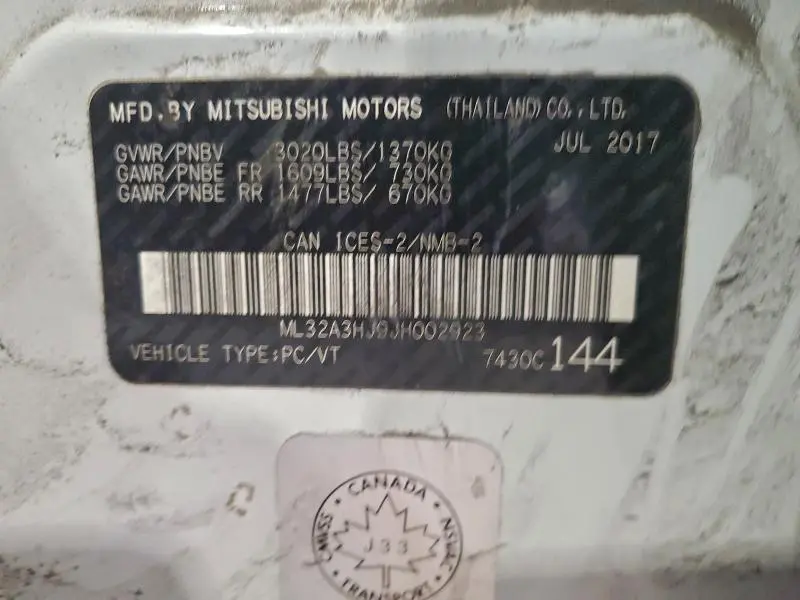 2018 MITSUBISHI MIRAGE ES  