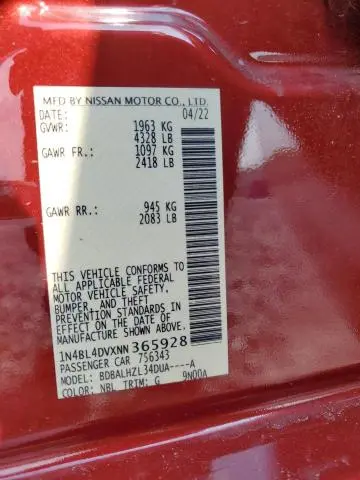 2022 NISSAN ALTIMA SV  