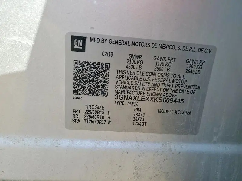 2019 CHEVROLET EQUINOX LT  