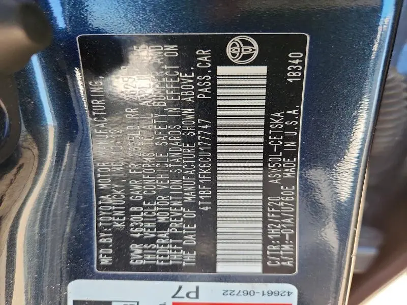 2012 TOYOTA CAMRY SE  
