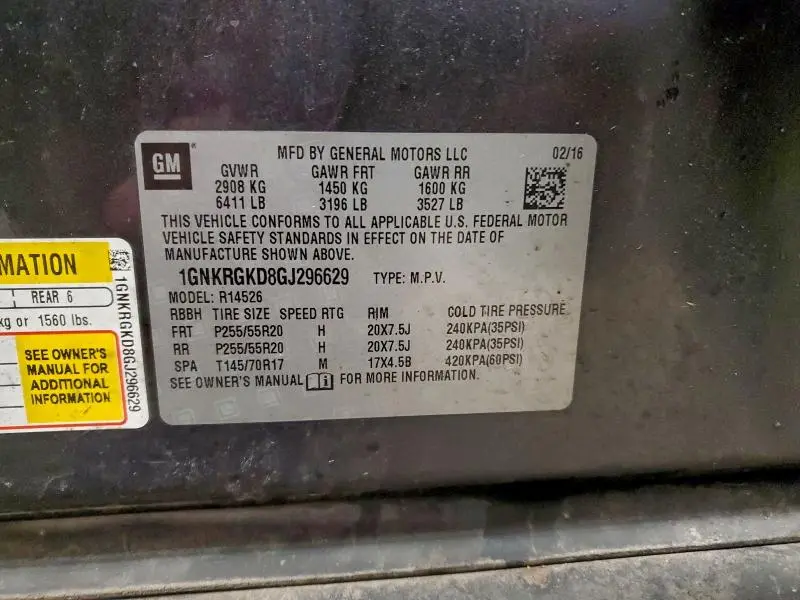 2016 CHEVROLET TRAVERSE LT  