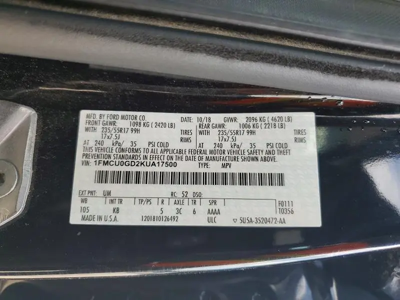 2019 FORD ESCAPE SE  