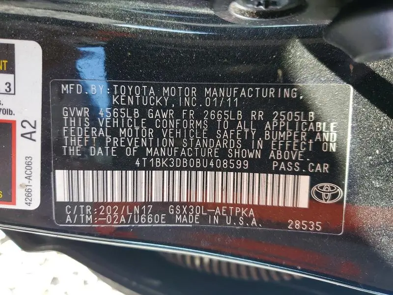 2011 TOYOTA AVALON LIMITED  