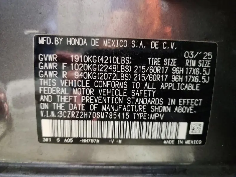 2025 HONDA HR-V EXL  